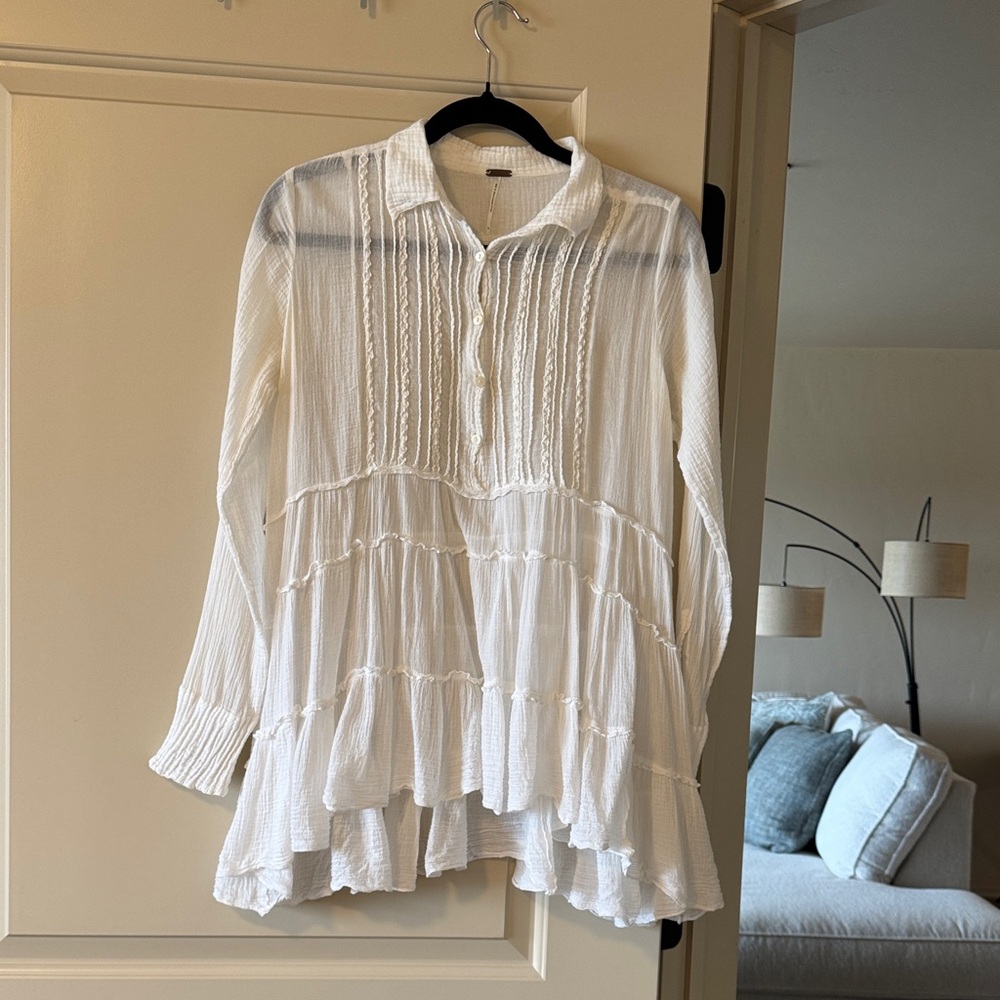 FP Movement by Free People Ivory Button-Up Blouse